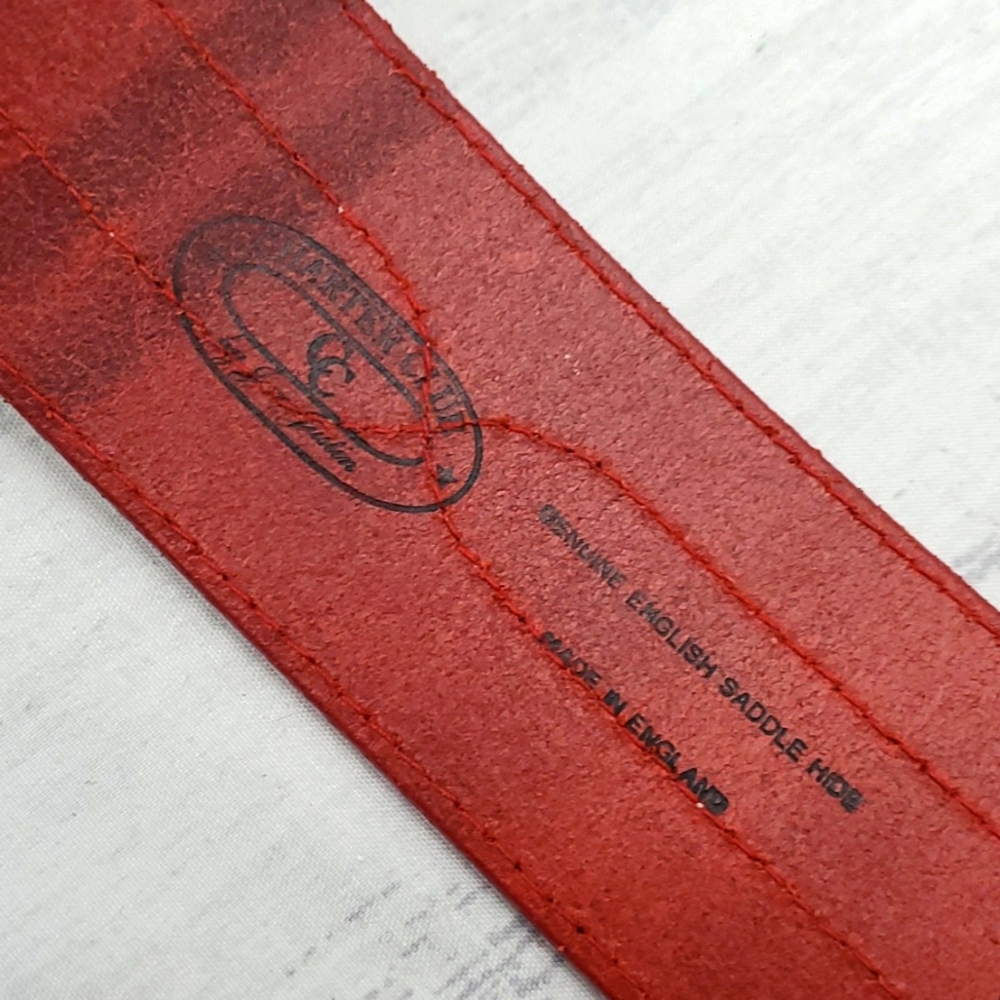 Charter Club Belt Genuine English Saddle Hide Leather in Red - Picture 13 of 13